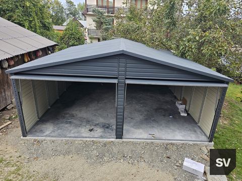 Garaż dwustanowiskowy 6×6 m z dachem dwuspadowym
